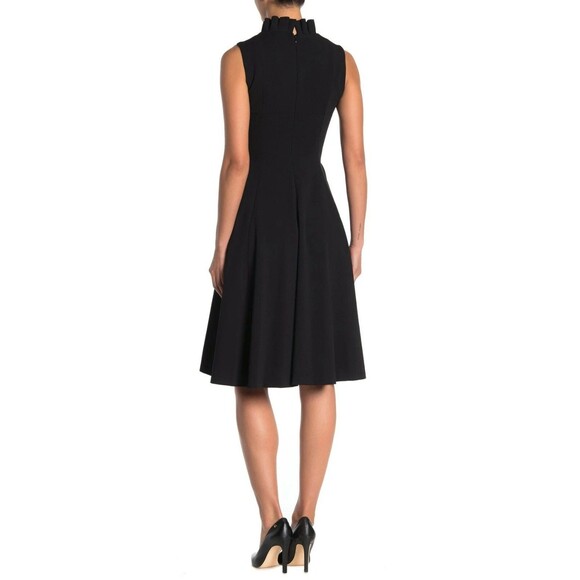 Calvin Klein Black Crepe Ruffle V-Neck Fit & Flare Dress Plus Size 20W NWT new - Picture 2 of 10